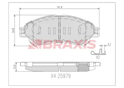 BRAXIS AA0735 Fren Balatası On Suzukı Sx4 S-Cross 13-> Vıtara 15-> Sx4 S-Cross 2019-> 5581061M51000