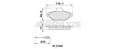 BRAXIS AB0058 On Fren Balatası 500 07> 1.2 500 07> 500 Fıat Sıena Albea Lınea 07> Doblo Cargo Fıorıno 08> Bravo Iı 71737178