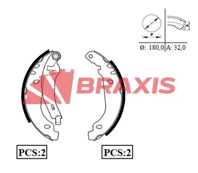 BRAXIS AC0012 Arka Fren Balatası Pabuc P306 Sedan / Hb Xsara 1.4 1.6 1.8 1.8d 1.9d 1.5 Dızel (97 00) 95659676