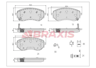 BRAXIS AB0621 Fren Balatası On X-Class 470 17> A4704205300