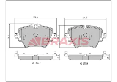 BRAXIS AA0754 Fren Balatası On Bmw F40 F45 F46 F48 F39 G30 G01 G02 Z4 G29 Mını F60 F54 34106860019 34116890553