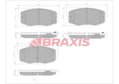 BRAXIS AA0771 Fren Balatası On Kona 17 > 15 Inc 58101M0A10 58101M7A00