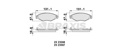 BRAXIS AB0005 On Fren Balatası P206 1.4hdı 1.1 / 1.4 / 1.6 / 1.9 98> P206+ (T3e)1.4 / 1.6 06>kangoo 1.9d (Celık Se 425487 E172131