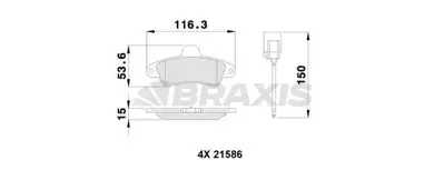 BRAXIS AB0252 Arka Fren Balatası Cougar 98>01 Mondeo 93>00 Fıslı+abslı XS712M008BE