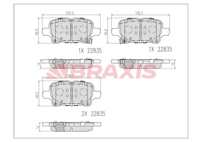 BRAXIS AB0606 Arka Fren Balatası Opel Insıgnıa B 17 18> 13517515