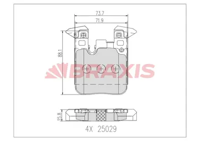 BRAXIS AA0657 Arka Fren Balatası Bmw F30 F20 F22 F87 F23 F32 F82 M Spor 34218099354