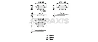 BRAXIS AB0059 On Fren Balatası Tıguan 07>18 Passat 13> Alhambra 10> Q3 11>18 5N0698151B 7N0698151