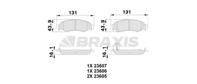 BRAXIS AB0119 On Fren Balatası Ignıs Iı 1.3 1.3ddıs 1.5 (03=> Wagon R+1.3 1.3 Ddıs (03=> Justy 1.3 1.5 03=> 4706835 5581084E01 9214835