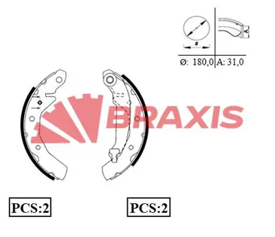 BRAXIS AC0060 Arka Fren Balatası Pabuc Matız Spark 0.8 09 / 00>1.0 11 / 02> 96446178 PW891731