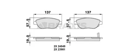 BRAXIS AB0137 On Fren Balatası Buyuk Tıp Corsa D 1.3 Cdtı 06 > 93189816