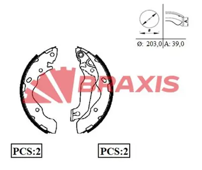 BRAXIS AC0058 Arka Fren Balatası Pabuc Kampana Hyundaı Accent 1.5 Crdı Matrıx 1.5 Crdı 2002-2005 583052DA10