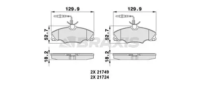 BRAXIS AB0142 On Fren Balatası P406 P406 Ym 1.6 1.8 16v 1.8 8v 1.9td Estate 1.8 16v 1.9 Td (Fıslı) 425268