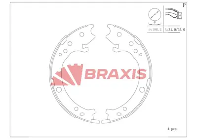 BRAXIS AC0187 El Fren Balatası Honda Crv 01-07 Crv 12-> 43053T1GG00