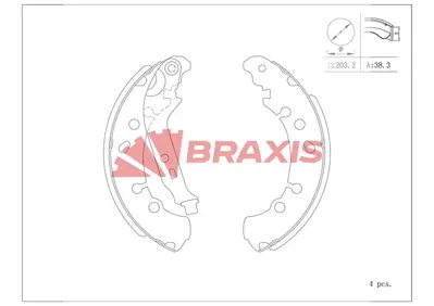 BRAXIS AC0118 Arka Fren Balatası Kampana Fransa Montaj Toyota Yarıs 05-> / Charade 11-> (203×38) 44950D040000 49070D011