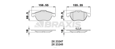 BRAXIS AB0061 On Fren Balatası Laguna Iı 1.6 16v 1.8 16v 1.9 3.0 V6 Megane Iı 05 1.6 16v 1.5 2.0 1.9 8671016635