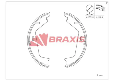 BRAXIS AC0204 Arka El Fren Pabuc Balata Volvo S60 (01 4,10) S80 98>06>v70 97>00>07>xc70 02> Xc90 02> (178x25) 8623137