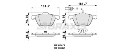 BRAXIS AB0289 On Fren Balatası (Fıslı) / (16'') T4 Alhambra Galaxy Sharan 1.9tdı 2.8 V6 24v 90>10 1133446 7M3698151A YM212K021BA