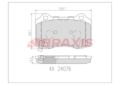 BRAXIS AB0613 Fren Balatası Arka 300 C 04> 12 Grand Cherokee 04> Chevrolet Camaro 6.2 09> 68144432AA