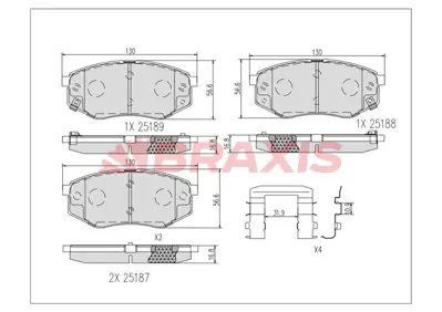 BRAXIS AB0619 Fren Balatası On Hyundaı Ix20 10-> Soul Iı 14-> 581013SA26 58101B2A70