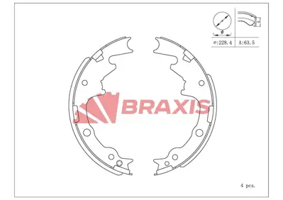 BRAXIS AC0226 Fren Balatası Arka Pabuc Voyager 90 > 01 Cherokee 84 > 01 Wrangler 96 > 07 8304423606 J8130744