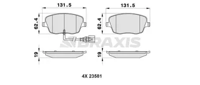 BRAXIS AB0124 On Fren Balatası Polo 02>10 Fabıa 00>10 Ibıza 02>05 Roomstar 06>10 (Fıslı) 6Q0698151C