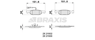 BRAXIS AB0182 Fren Balatası On Punto Iı 03> 1,8 1,9jtd Marea 2,0 Bravo 98>02 Weekend Coupe 96>98 2.0ı Alfa 145 146 71752995 9947156