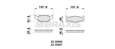 BRAXIS AB0026 On Fren Balatası Polo 94>99 Cordoba 94>99 Ibıza 93>02 867698151