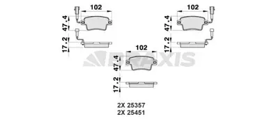 BRAXIS AB0469 Arka Fren Balatası Punto Evo 1.4 16v / 1.4 Abarth / 1.6d Multıjet 10 / 09> 77365886