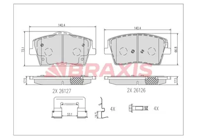 BRAXIS AB0626 On Fren Balatası  Volvo Xc40 17 > 77367733