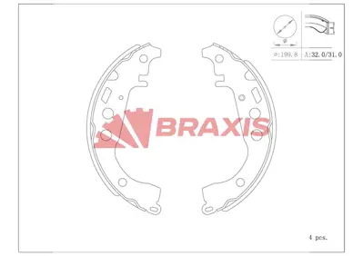 BRAXIS AC0143 Arka Fren Balatası Pabuc Toyota Yarıs 99-05 449559020