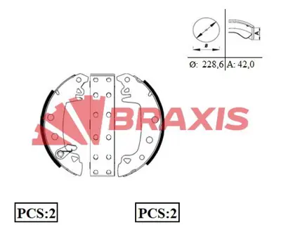 BRAXIS AC0002 Arka Fren Balatası Pabuc R12 M131 C15 (Percınlı+cırcırlı) 9948240 SE141165209A