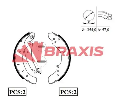 BRAXIS AC0025 Arka Fren Pabuclu Balata Boxer (1400 Kg) Jumper (1400 Kg) Ducato 1400 Kg 4241H4 9945885