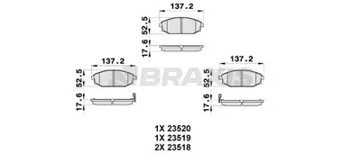 BRAXIS AB0338 On Fren Balatası Dısk Hyundaı Galloper I Iı 2.5td 3.0 V6 (91 03) Toyota Hılux Pıc 2.5 D 4d05> (52.5x 5810138A40 S2000100 SB000100