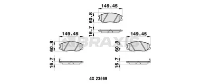 BRAXIS AB0376 On Fren Balatası Hyundaı Terracan Xg 4813A21100 58101H1A10 58101H1A80