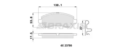 BRAXIS AB0386 On Fren Balatası Subaru Legacy 2.0 2.2 (94 03) Impreza 1.6ı 2.0ı 1.6 Awd (92 00) Impreza 1.6 Awd 01- 26296AC021