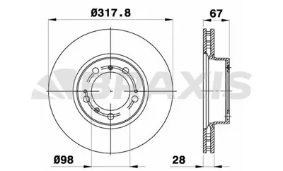 BRAXIS AE0669 On Fren Dısk Aynası Porsche Boxster Cayman 3.2ı 99735103100