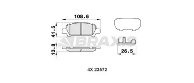 BRAXIS AB0464 Arka Fren Balatası Subaru Forester 2.0 97-02 Impreza 98-05 Legacy 98-03 Outback 00-03 26696FC020