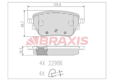 BRAXIS AB0632 Fren Balatası Arka W177 18> W247 18> C118 19> A0004207500