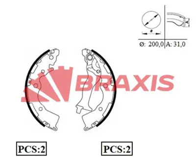 BRAXIS AC0063 Arka Fren Balatası Pabuc Hyundaı Accent Era 06-11 Kıa Rıo 06-11 Kampana Tıp (Abs Sız) 583051SA00 583501MA00