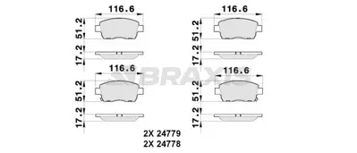 BRAXIS AB0257 On Fren Balatası Corolla Verso Vvt I 2001-> Corolla 2002-2007 4465YZZDA