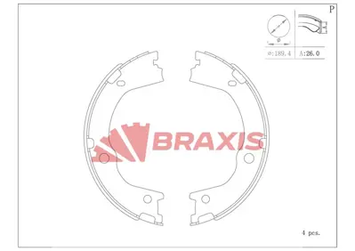 BRAXIS AC0186 El Fren Balatası Santa Fe Iı 06> 12 Starex H1 01> 07 / Sorento Iı 09> / Actyon Iı 2.0 Xdı 4x4 12 4833A34010 583052PA00