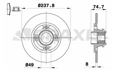 BRAXIS AD0203 Arka Fren Dısk Aynası Rulmanlı  Clıo I Iı Megane I R19 1.4 / 1.6 / 1.8 / 1.9 / 2.0 7701204302