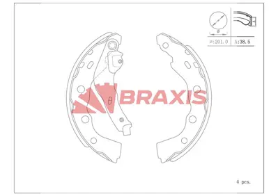 BRAXIS AC0137 Fren Balatası Arka Kampana Avensıs 00>03 1.6 Vvtı / Spacestar 98>04 Carısma 95>06 203×39 MR465094