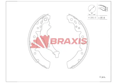 BRAXIS AC0141 Fren Balatası Arka Kampana Corolla Ae111 Ae112 98>02 Carına E 92>97 200×37 449505010