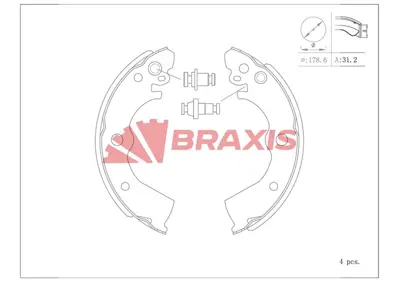 BRAXIS AC0157 Arka Fren Balatası Pabuc Almera N15 95-00 / Sunny N14 90-95 1N042638Z AY360NS030