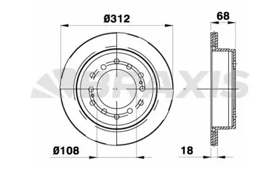 BRAXIS AE0765 Arka Fren Dısk Aynası Toyota Land Cruıser 150 09=> (Havalı) / (312mm / 6d) 4243160311