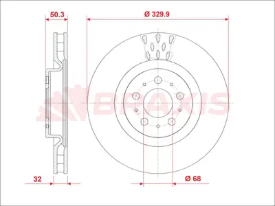 BRAXIS AE1010 On Fren Dıskı - Volvo S 60 I Awd, V 70 Iı 03>07 Awd 2.5 03>10 30645222