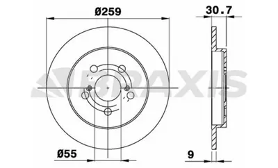 BRAXIS AE0403 Arka Fren Aynası Duz 260x5 Lexus Ct 10> Trezıa 11> Prıus 09> Verso 10>16 4243112310