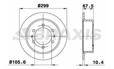 BRAXIS AE0515 Arka Fren Dısk Aynası Ssangyong Korando Musso 2.0 2.3 2.9d 2.9td 3.2 99=>  Ssangyong Rexton 2002-> 3 4840105101