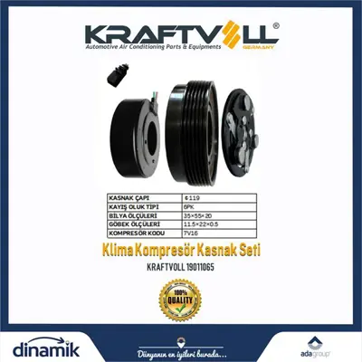 KRAFTVOLL 19011065 Klıma Kompresor Kasnak Setı Golf  Iv/Audı/Seat/Skoda 6pk 